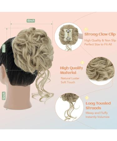 S-Noilite Claw Clip Messy Bun Hair Piece - Ash Blonde 24 | Curly Wavy Updo Chignon Ponytail Extension for Women - Buy Online on GoSupps.com