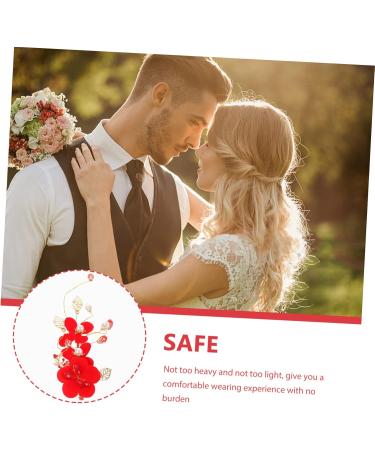 Angoily Red Flower Hair Clip Hair Jewels for Women Bridal Hair Headpiece Bridal Hairpin Bridal Headpiece Flower Side Hair Clips Hair Pin Red Crystal Lace Pearl Flower Bridesmaid - Buy Online on GoSupps.com