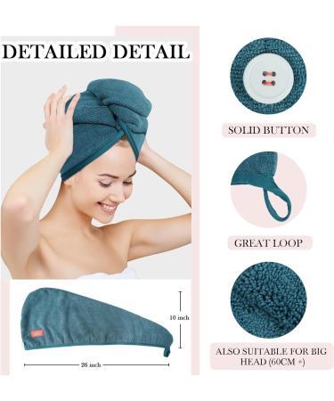 YoulerTex Microfibre Hair Towel Wrap: 2Pack Hair Turban Super Absorbent Rapid Drying Microfiber Towel for Women Curly Long Wet Plopping Hair Girls Head Towelling Large Anti-Frizz (Haze Blue) - Buy Online on GoSupps.com