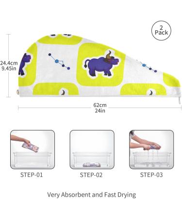 Buy Constellation Taurus Hair Towel 2 Pack | Super Absorbent Quick Dry Hair Turbans for Women & Girls - Perfect Hair Drying Solution - Buy Online on GoSupps.com