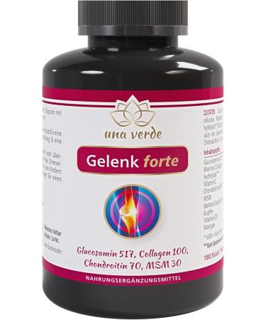 Una Verde Joint Forte 180 Jing capsules highly dose with glucosamine & chondroitin & MSM & Collagen & Vitamin C & copper without unnecessary additives - produced in France & Laboratory - 3 month