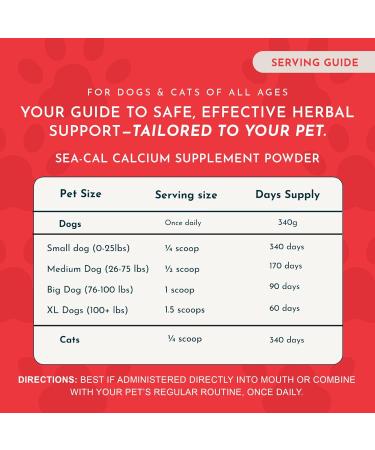 Animal Essentials Seaweed Calcium for Dogs & Cats - 12 oz (340g) - Natural Supplement for Healthy Bones - Buy Online on GoSupps.com