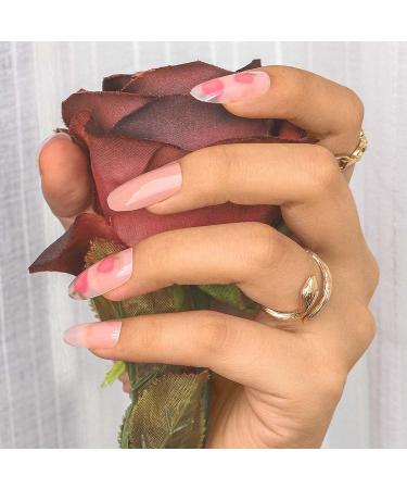 Sethexy Long Oval Pink False Nails - Glossy Peach Ballerina Acrylic Nail Tips with Adhesive - 24 Pack for Women & Girls - Buy Online on GoSupps.com