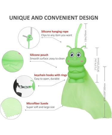 Portable Microfiber Cleaning Cloth & Bag Charm Keychain - 8x8 inches Safe for Eyeglasses & Screens Includes 2 Refills (Green - Buy Online on GoSupps.com