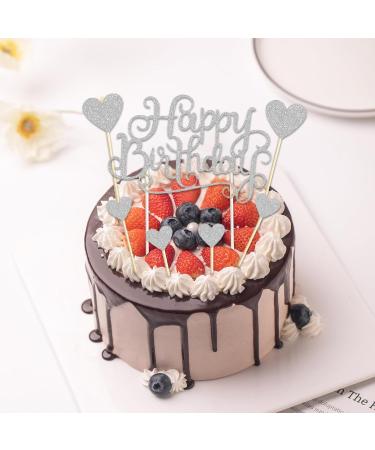PT Haahoos 7Pcs Cake Toppers Silver Cake Decoration Happy Birthday sign and Heart Shaped Cupcake Topper for Women Girls Mommy Boys Men Birthday Cake Ice Cream Party Decor - Buy Online on GoSupps.com