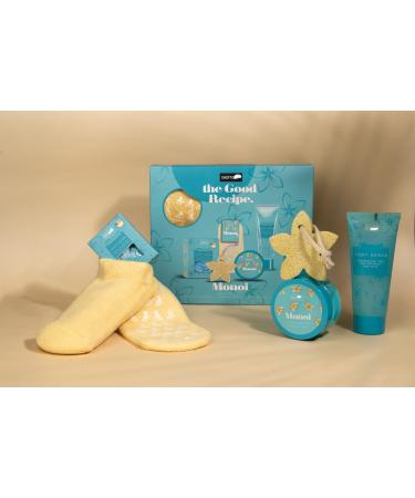 The Good Recipe Kit de soins des pieds Mono Trempage relaxant pour les pieds un gommage revitalisant et un beurre riche le tout parfum avec un cadeau de mono