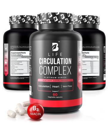 Circulation Support Supplement for Vein & Artery Health | Vascular Support with L-Arginine Horse Chestnut & Butcher s Broom | Promotes Healthy Leg Circulation & Vein Function | 60 Capsules 60 Count (Pack of 1)