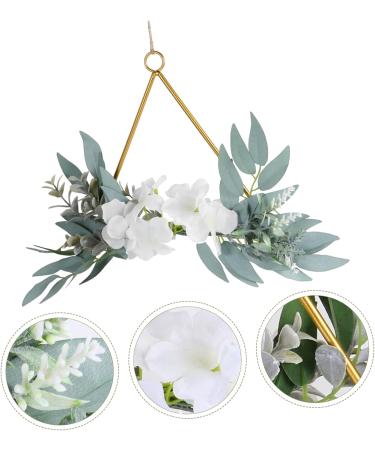 COOLHIYA Greenery Garland Wrought Iron gate Hanging Wreath Flowers Decoration Artificial Flower Garland Nordic Decor Door White 20x20cm - Buy Online on GoSupps.com