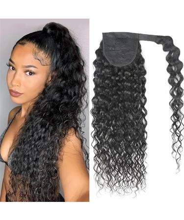 Human Hair Ponytail Hair Piece Deep Wave Wrap Around Pony Tail Clip In Wave Curly Hair Extensions 8-24" Brazilian Human Hair Ponytails Hairpiece for Black Women Ponytail Hairpiece for Women (Color 10inches Wrap Around Ponytail - Buy Online on GoSupps.com