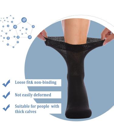 ZIHUA Diabetic Socks 6 Pairs - Non-Binding Bamboo Hospital Crew Socks for Men and Women - Extra Wide, Non-Slip, Black+Grey, Size 13-15 - Buy Online on GoSupps.com