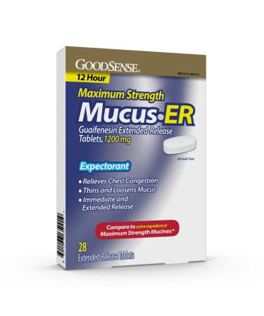 Good Sense Maximum Strength Chest Congestion and Mucus Relief Guaifenesin Extended-Release Tablets 1200 mg 28 Count