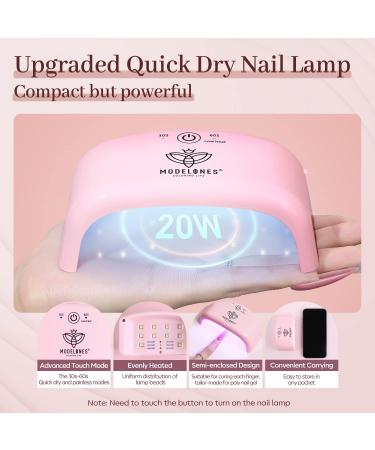 Modelones Poly Nail Gel Kit with 20W Nail Lamp - 6 Colors Extension Gel All-in-One Kit with Glitter Pink Red Builder Gel - Nail Strengthen Base Top Coat Set for DIY Nail Art at Home - Buy Online on GoSupps.com