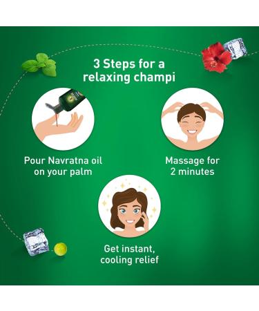 Navratna Ayurvedic Extra Cool Oil | with 9 Unique Herbal Ingredients | Relaxing Massage Oil with Cooling Effect | Provides Nourished Scalp | Reduces Body Pain | 6.09 Fl Oz / 180 ml - Buy Online on GoSupps.com