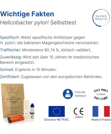 Patris Health Helicobacter Pylori Self-Test | Home Blood Test for Stomach Infection - International Shipping - Buy Online on GoSupps.com