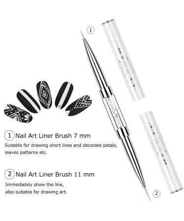 Ycyan 2Pcs Dual-ended Nail Design Brushes with Rhinestone Handle - Professional Nail Art Tools - Buy Online on GoSupps.com