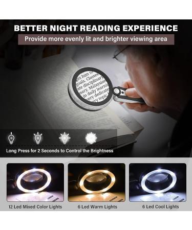 6X 10X Handheld Magnifying Glass with 12 LED Light, 3 Light Modes | Adjustable Brightness | USB Powered | Magnifier for Seniors Reading and Close Work - Buy Online on GoSupps.com