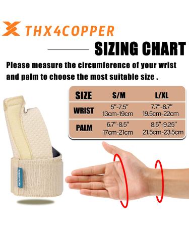 Thx4Copper Adjustable Thumb and Wrist Orthosis - Breathable Stabilizer for Tendinitis & Arthritis Relief - L/XL Beige - Buy Online on GoSupps.com