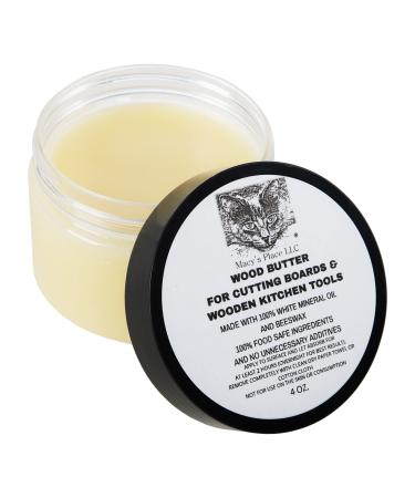 Wood Butter Cutting Board Wax Conditioner for Butcher Block and Wooden Kitchen Tools 4 oz. Macys Place Food Grade Protective Mineral Oil and Beeswax for Wooden Cutting Boards, Surfaces, and Tools.