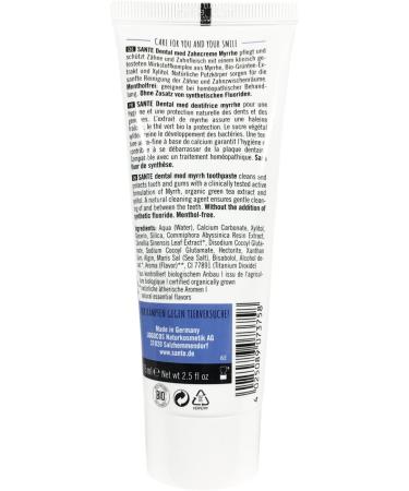 Buy Sante Myrrh Toothpaste (6 x 75 ml) - Organic Vegan Fluoride-Free with Sage & Green Tea - Natural Cosmetics for Fresh Breath - Buy Online on GoSupps.com