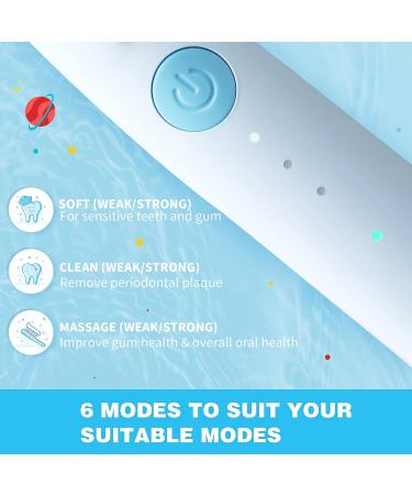7AM2M Sonic Electric Toothbrush for Adults and Kids - 6 Brush Heads, 6 Modes, Smart Timer - Fast Rechargeable Toothbrush (Blue) - Buy Online on GoSupps.com