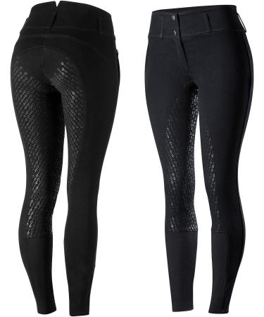 HORZE Daniela Silicone Grip Full Seat Breeches | High Waist Equestrian Riding Pants Black 34 - Buy Online on GoSupps.com