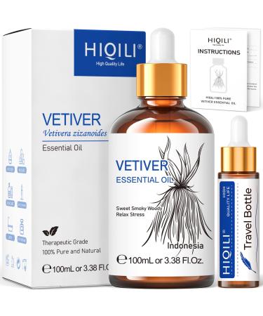 Hiqili vetiver essential oil 100ml 100% pure natural vetive oil essential aromatherapy oil fragrance oils for aroma diffuser skin relaxation - Buy Online on GoSupps.com
