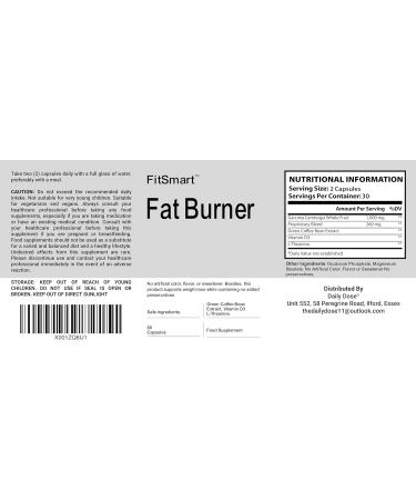 Fitsmart Fat Burner - 1 Month Supply - 60 Capsules for Healthy Weight Loss - Buy Online on GoSupps.com