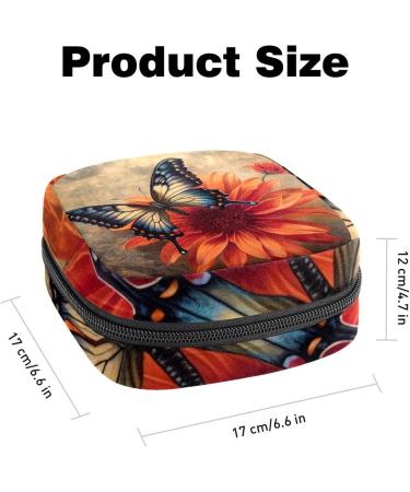 Stylish Menstruation Pad Bag with Zipper | Women's Tampon & Napkin Bag - Butterfly & Flower Design (Color 11) - Buy Online on GoSupps.com