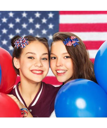 24 Pcs Patriotic 4th of July Hair Bows Clips - Independence Day Hair Accessories for Girls - Buy Online on GoSupps.com