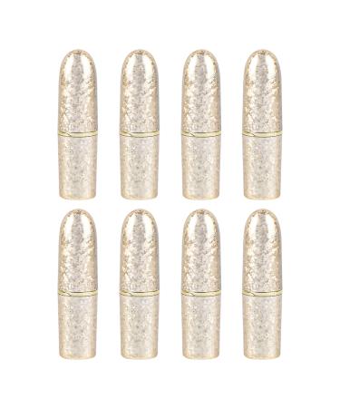 AUEAR  Empty Lip Balm Lipstick Tubes Container Bullet Shape for Lipstick Lip Balm DIY (Gold  8 Pack) 8 Count (Pack of 1) Gold