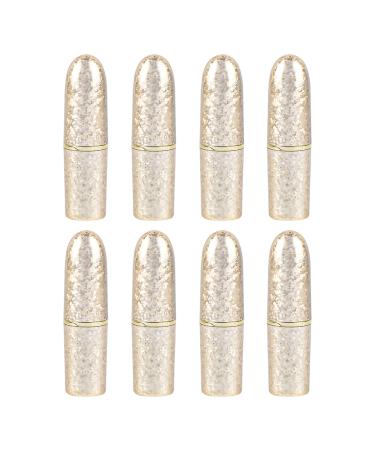 AUEAR  Empty Lip Balm Lipstick Tubes Container Bullet Shape for Lipstick Lip Balm DIY (Gold  8 Pack) 8 Count (Pack of 1) Gold
