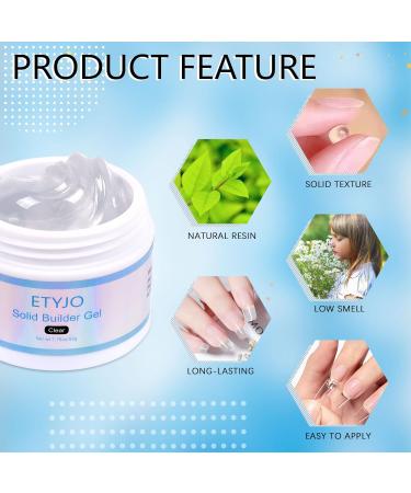 ETYJO 50g Solid Builder Gel - Clear Non-Stick 3D Carving Gel for Nail Art - Large Capacity Hard Gel for Nail Salon and Home DIY - Buy Online on GoSupps.com