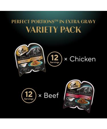 Sheba Gravy Indulgence Perfect Portions Adult Wet Cat Food Chicken & Beef Entr e in Extra Gravy Variety Pack (12) 75g Trays - Buy Online on GoSupps.com