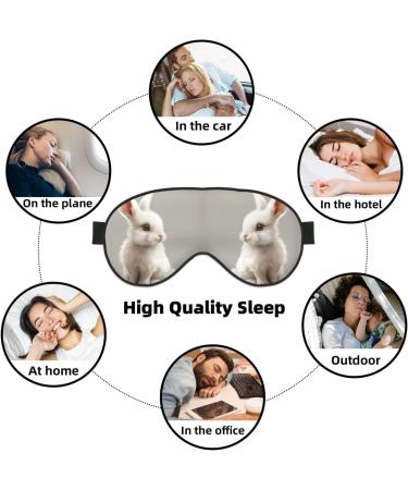 Cute White Rabbit Print Eye Mask | Adjustable Blackout Sleep Mask for Men & Women | Perfect Sleep Aid - Buy Online on GoSupps.com