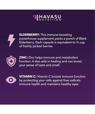 HAVASU NUTRITION Elderberry Capsules with Sambucus Nigra | Immune Support & Defense with Antioxidants - Buy Online on GoSupps.com