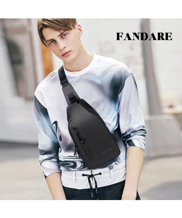 Fandare Ultra-Light Sling Bag for Men - Waterproof Business Shoulder Bag with USB Charging - Casual Pocket Backpack for Outdoor Sports Hiking & Cycling - Black - Buy Online on GoSupps.com