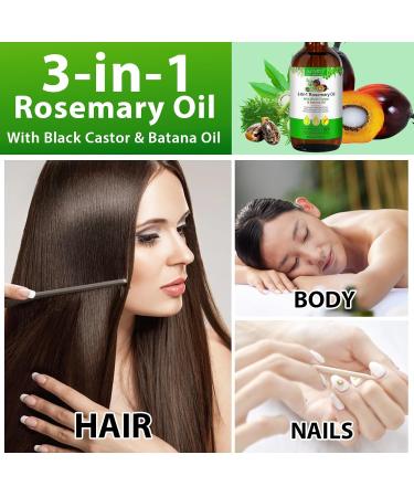 3-in-1 Rosemary Oil for Hair Growth | Black Castor & Batana Oil | 60ml Massage Oil - Best for Healthy Hair - Buy Online on GoSupps.com
