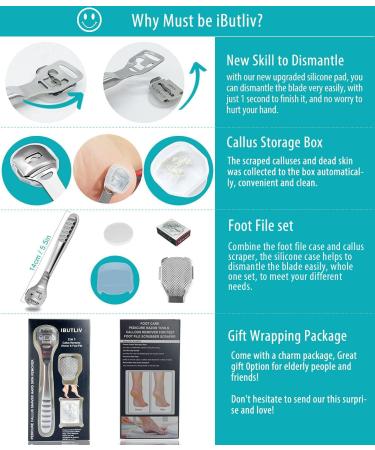 Premium Callus Shaver & Foot File Set - 2 in 1 Stainless Steel Foot Care Razor & Callus Remover for Smooth Feet | Best Pedicure Tools for Hard Skin & Corns - Buy Online on GoSupps.com