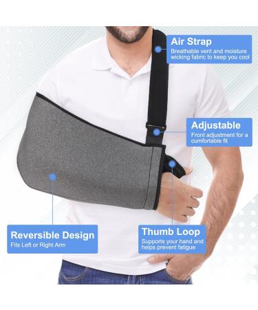 Fasola Universal Arm Sling Adjustable Shoulder Immobilizer for Men, Women, Teenagers Support Strap for Broken Wrist, Elbow, Dislocated Shoulder Grey - Buy Online on GoSupps.com