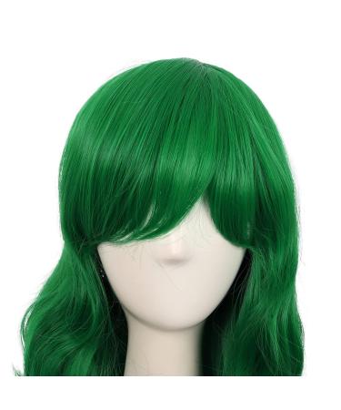MapofBeauty 28 Inch Side Parting Bangs Long Curly Wavy Wig - Grass Green - Stylish Women's Hairpiece for Everyday Glam - Buy Online on GoSupps.com