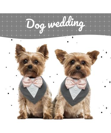 Kuoser Dog Tuxedo Bandana with Bow Tie | Formal Wedding Attire for Pets | Adjustable Costume for Small, Medium, Large Dogs | Grey - Buy Online on GoSupps.com
