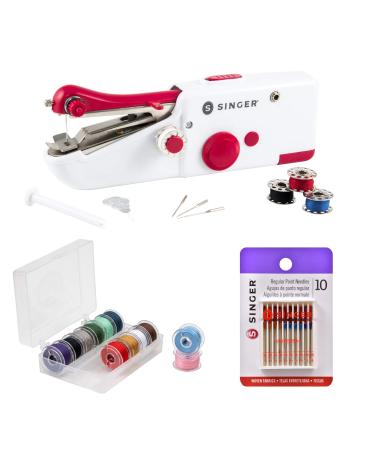 Singer Bundle - Stitch Sew Quick, 12 Class 15 Threaded Bobbins - Assorted Colors, 10ct Regular Point Needles