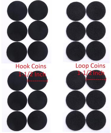 Round 1-1/2 Inch Sticky Back Hook and Loop Fasteners Coins Black Nylon Self Adhesive Dots for Home School Office (12 Pairs) Black diameter 1-1/2 inch - Buy Online on GoSupps.com