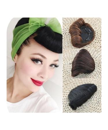 Bangs Hair Clip Clip in Bangs Synthetic Short Curly Retro Bangs for Women Clip in Retro Bangs Classic Fake Fringe Extension Natural Synthetic Bangs Hairpieces Bangs Clip in Hair (Color : Dark Brown)