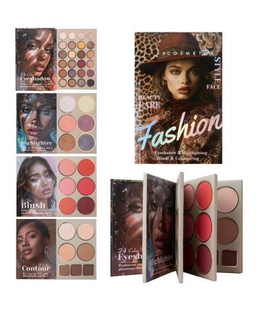 G n rique 4-Layer Fusible Illuminator Palette Contour Palette and Blush Powder Booklet For Women Girls Skin Types Birthday Christmas Party Appointment Holidays