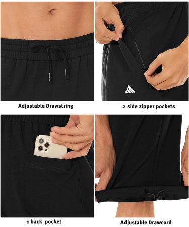JACKETOWN Men's Cotton Yoga Pants - Black Medium | Athletic Sweatpants with Zipper Pockets - Buy Online on GoSupps.com