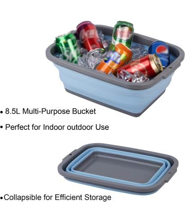 2 Pack Collapsible Sink 2.25 Gal, Foldable Dish Tub for Camping, Hiking & Home - Portable Washing Basin (Grey/Blue & Grey/Orange) - Buy Online on GoSupps.com
