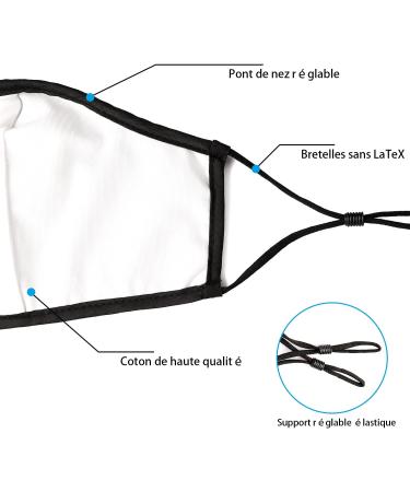 Ansta 7-Piece Washable Cotton Face Masks - Unisex Adjustable Reusable Dust Protection - Black - Buy Online on GoSupps.com