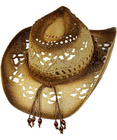 Saddleback Shapeable Toyo Straw Cowboy Hat with Beaded Trim Band - Natural, One Size - Buy Online on GoSupps.com