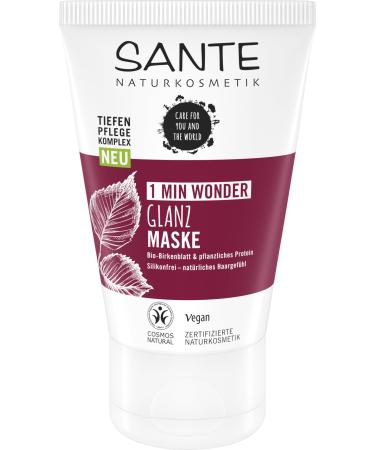 Sante natural cosmetics Family 1 min Wonder Shine Mask silicone-free hair mask with organic brim extract and vegetable protein vegan hair care for noticeably more shine and suppleness 100ml